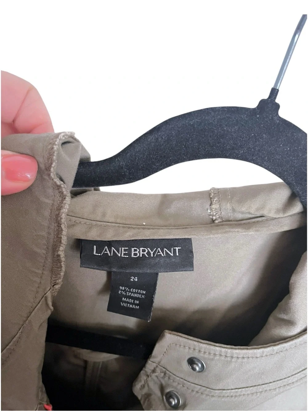 Lane Bryant Cinch Waist Anorak Olive Green Hooded Zip Jacket Size 24 - Picture 4 of 5